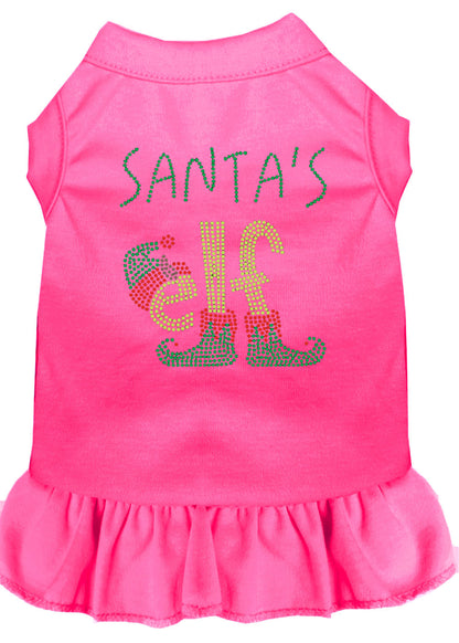 Christmas Pet Dog & Cat Dress Rhinestone, "Santa's Elf"