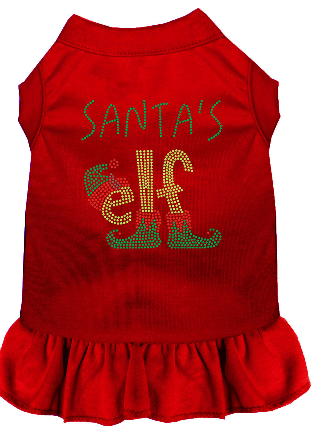 Christmas Pet Dog & Cat Dress Rhinestone, "Santa's Elf"