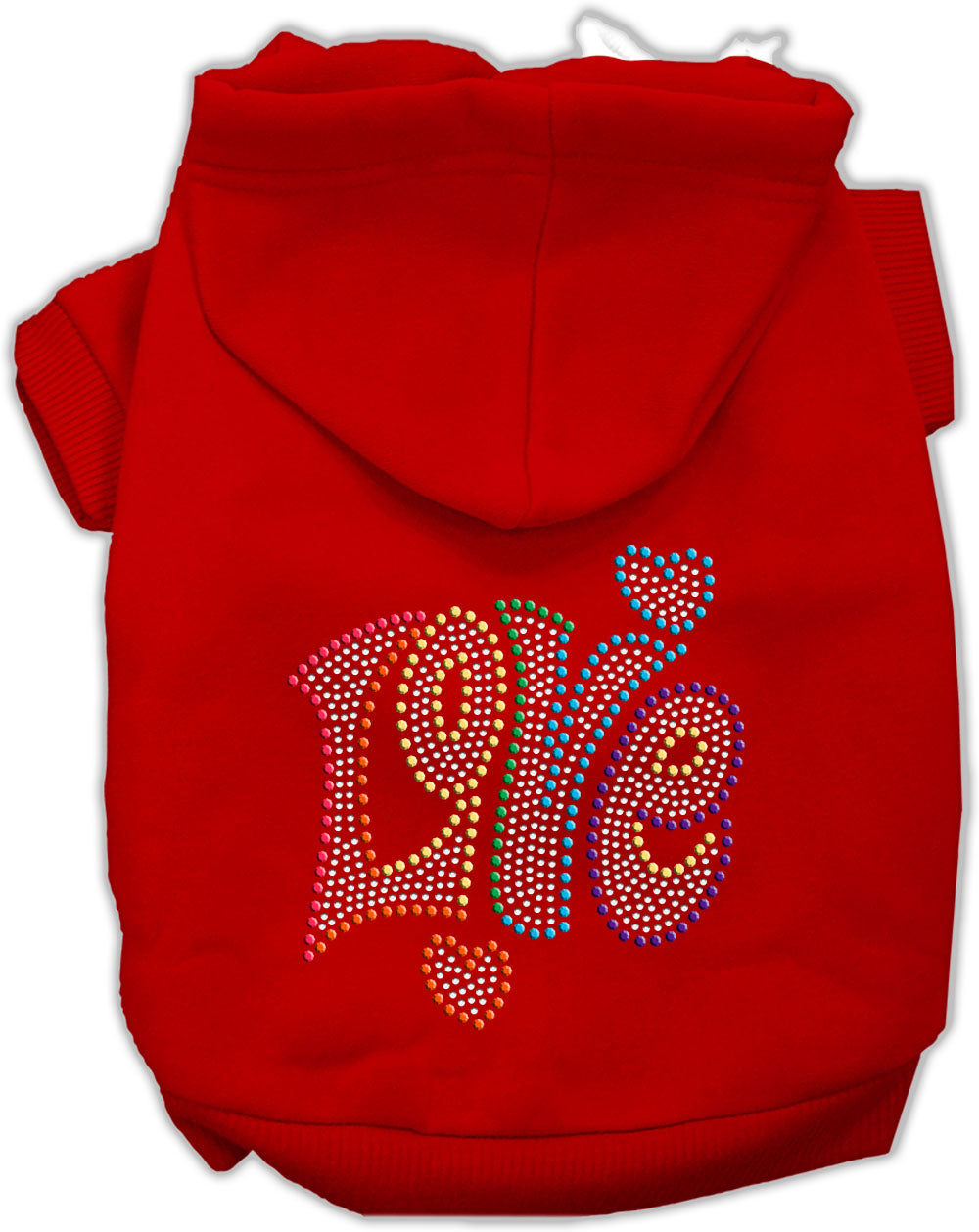 Pet, Dog & Cat Hoodie Rhinestone, "Technicolor Love"