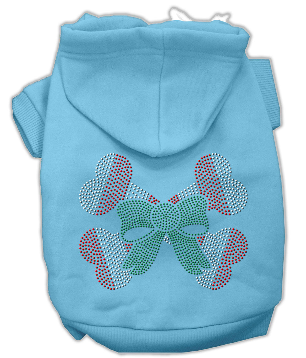 Christmas Pet Dog & Cat Hoodie Rhinestone, "Candy Cane Crossbones"