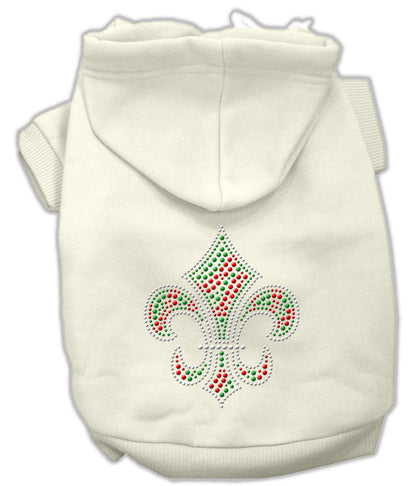 Christmas Pet Dog & Cat Hoodie Rhinestone, "Holiday Fleur De Lis"