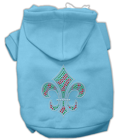 Christmas Pet Dog & Cat Hoodie Rhinestone, "Holiday Fleur De Lis"