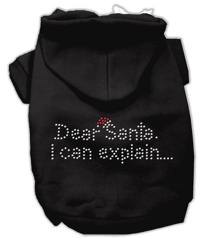 Christmas Pet Dog & Cat Hoodie Rhinestone, "Dear Santa, I Can Explain"