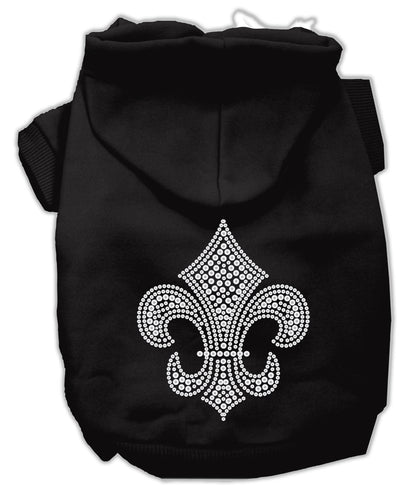 Sudadera con capucha para perro, gato o mascota con diamantes de imitación y flor de lis plateada