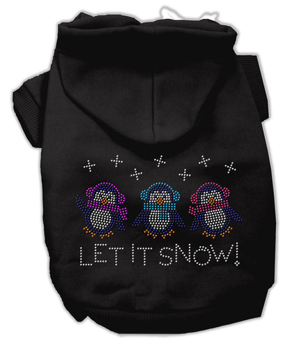 Christmas Pet Dog & Cat Hoodie Rhinestone, "Let It Snow Penguins"