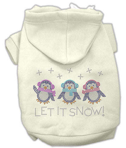 Christmas Pet Dog & Cat Hoodie Rhinestone, "Let It Snow Penguins"