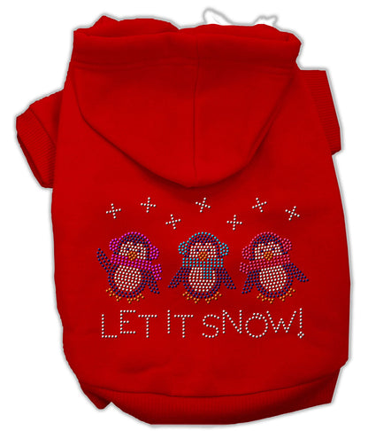 Christmas Pet Dog & Cat Hoodie Rhinestone, "Let It Snow Penguins"