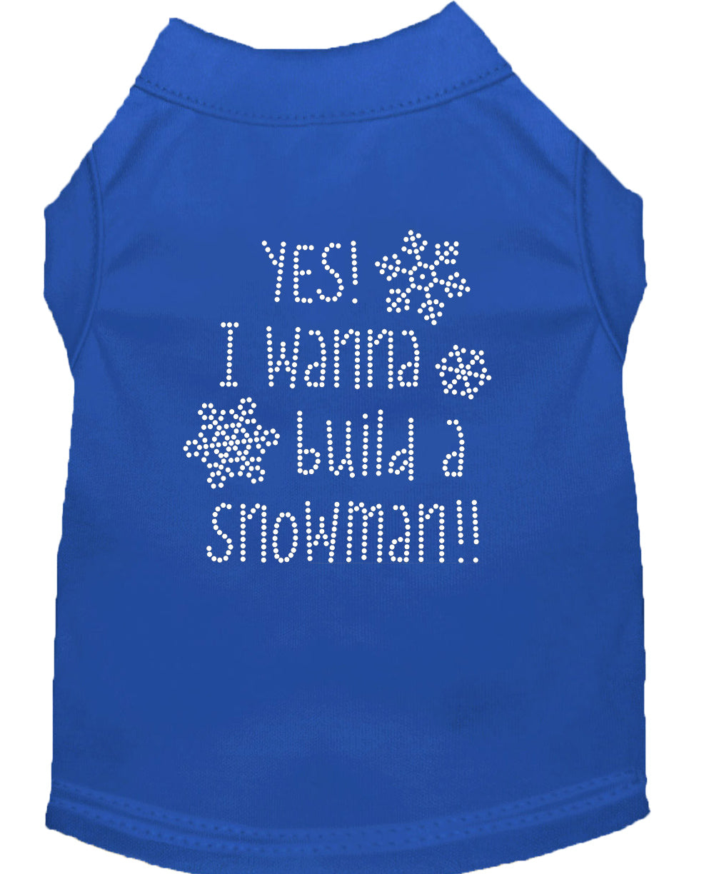 Christmas Pet Dog & Cat Shirt Rhinestone, "Yes, I Want to Build a Snowman"