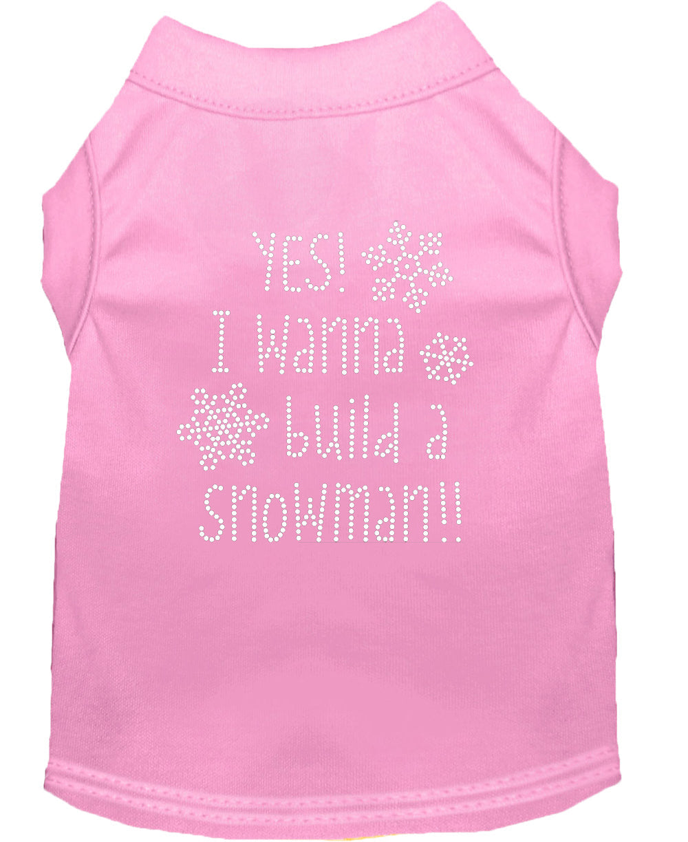 Christmas Pet Dog & Cat Shirt Rhinestone, "Yes, I Want to Build a Snowman"