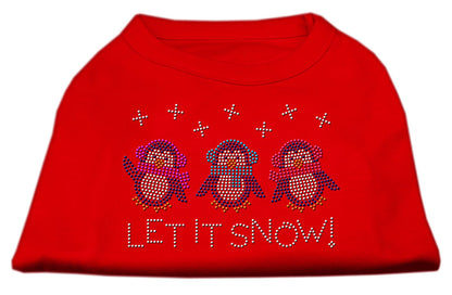 Christmas Pet Dog & Cat Shirt Rhinestone, "Let It Snow Penguins"