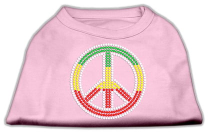 Pet Dog & Cat Shirt Rhinestone, "Rasta Peace Sign"