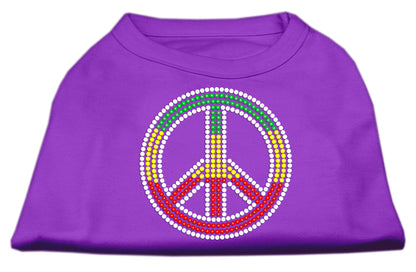 Pet Dog & Cat Shirt Rhinestone, "Rasta Peace Sign"