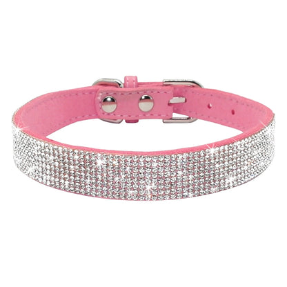Bling Rhinestone Leather Dog Collar