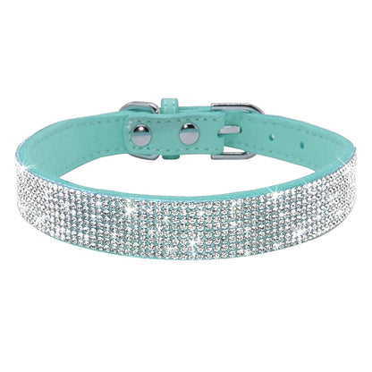 Bling Rhinestone Leather Dog Collar