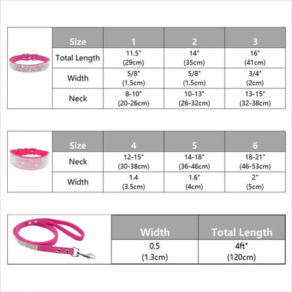 Bling Rhinestone Leather Dog Collar