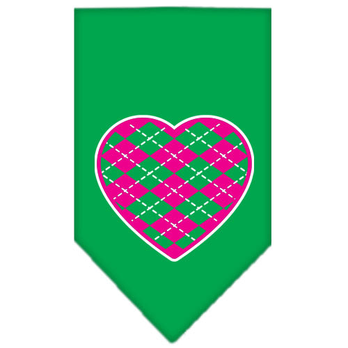Pet and Dog Bandana Screen Printed, "Pink Argyle Heart"