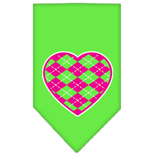Pet and Dog Bandana Screen Printed, "Pink Argyle Heart"