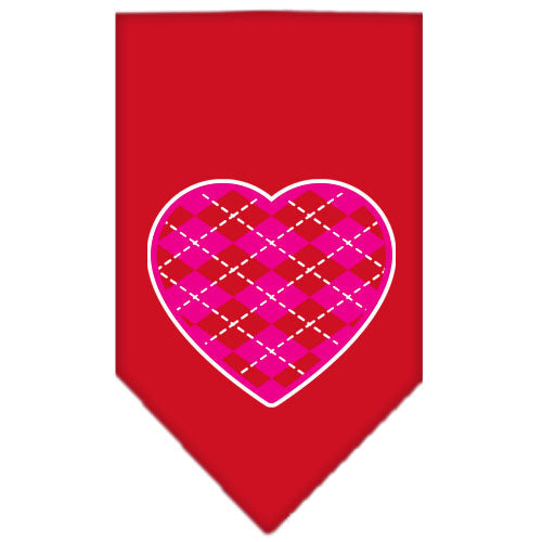 Pet and Dog Bandana Screen Printed, "Pink Argyle Heart"