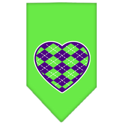 Pet and Dog Bandana Screen Printed, "Argyle Heart Purple"
