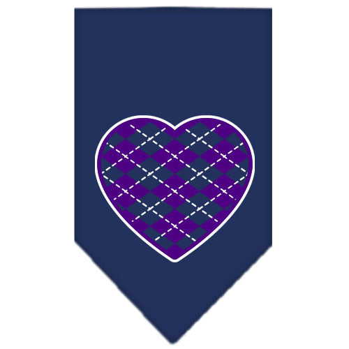 Pet and Dog Bandana Screen Printed, "Argyle Heart Purple"
