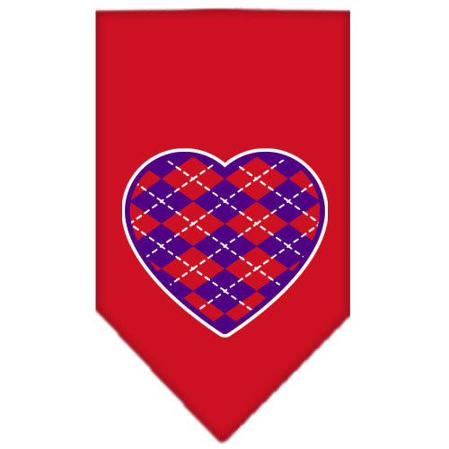 Pet and Dog Bandana Screen Printed, "Argyle Heart Purple"