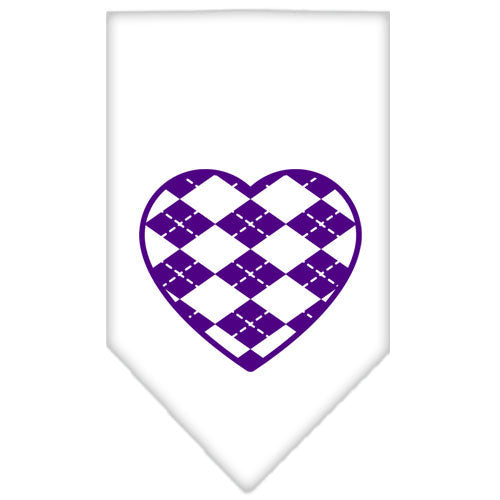 Pet and Dog Bandana Screen Printed, "Argyle Heart Purple"