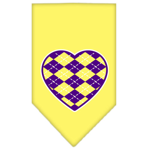 Pet and Dog Bandana Screen Printed, "Argyle Heart Purple"