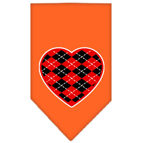 Pet and Dog Bandana Screen Printed, "Red Argyle Heart"
