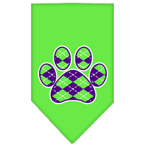 Pet and Dog Bandana Screen Printed, "Purple Argyle Paw"