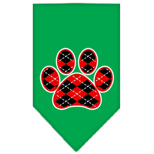 Pet and Dog Bandana Screen Printed, "Red Argyle Paw"