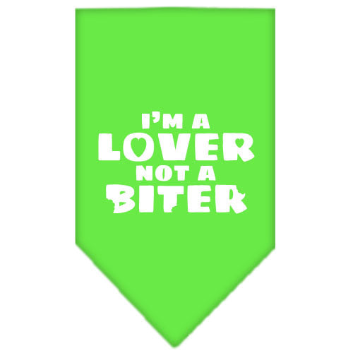 Pet and Dog Bandana Screen Printed,  "I'm a Lover, Not A Biter"