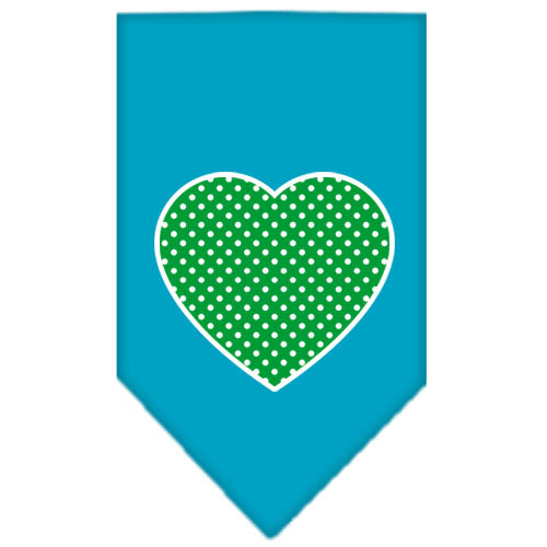 Pet and Dog Bandana Screen Printed, "Green Swiss Dot Heart"