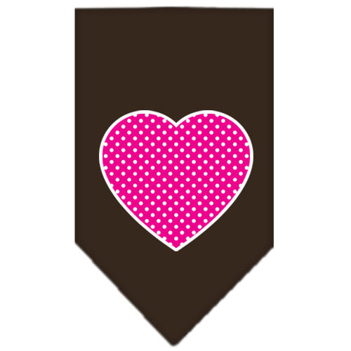 Pet and Dog Bandana Screen Printed, "Pink Swiss Dot Heart"