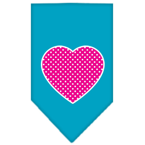 Pet and Dog Bandana Screen Printed, "Pink Swiss Dot Heart"
