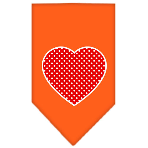 Pet and Dog Bandana Screen Printed, "Red Swiss Dot Heart"