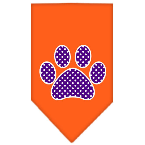 Pet and Dog Bandana Screen Printed, "Purple Swiss Dot Paw"