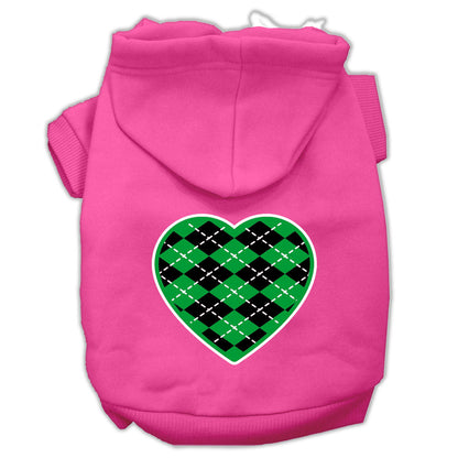 Sudadera con capucha para perros y gatos con estampado serigrafiado "Corazón de rombos verdes"