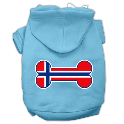 Sudadera con capucha para mascotas, perros y gatos serigrafiada con la bandera de Noruega en forma de hueso