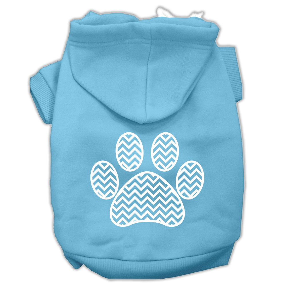 Pet Dog & Cat Hoodie Screen Printed, "Chevron Paw Print"