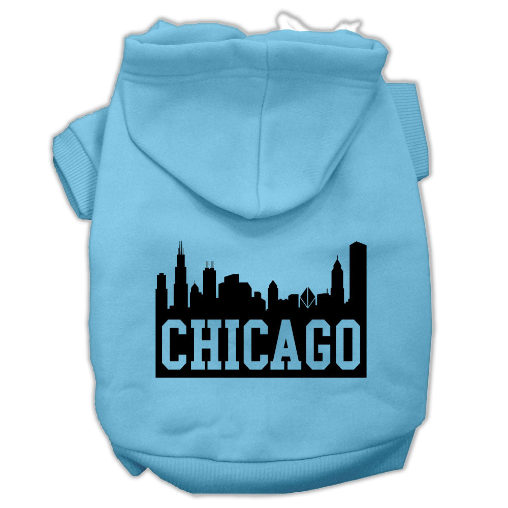 Sudadera con capucha para mascotas, perros y gatos serigrafiada con el lema "Chicago Skyline"