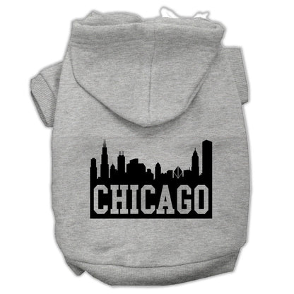 Sudadera con capucha para mascotas, perros y gatos serigrafiada con el lema "Chicago Skyline"