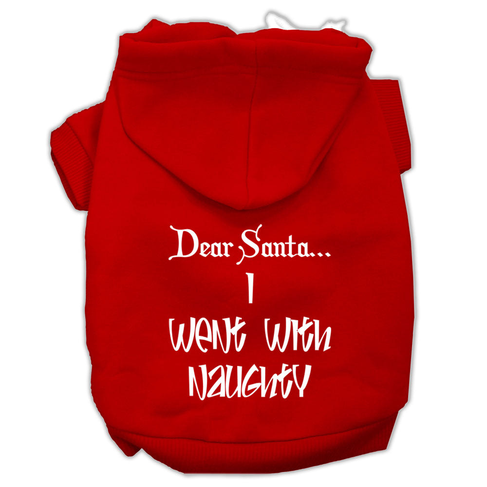 Christmas Pet Dog & Cat Hoodie Screen Printed, "Dear Santa, I Went With Naughty"