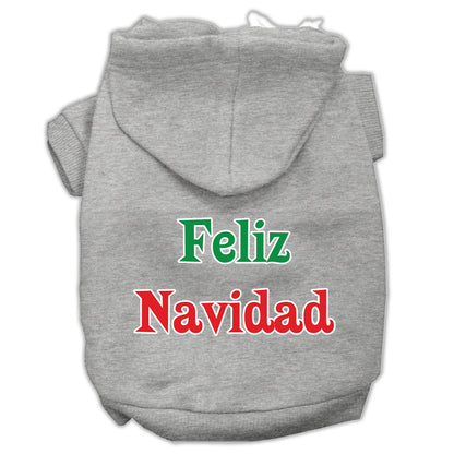 Christmas Pet Dog & Cat Hoodie Screen Printed, "Feliz Navidad"