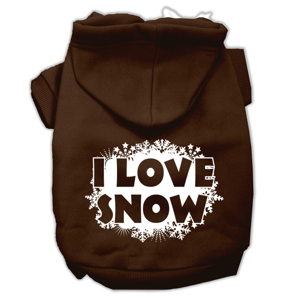 Christmas Pet Dog & Cat Hoodie Screen Printed, "I Love Snow"