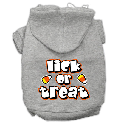 Sudadera con capucha para Halloween para mascotas, perros y gatos serigrafiada con la frase "Lick or Treat"