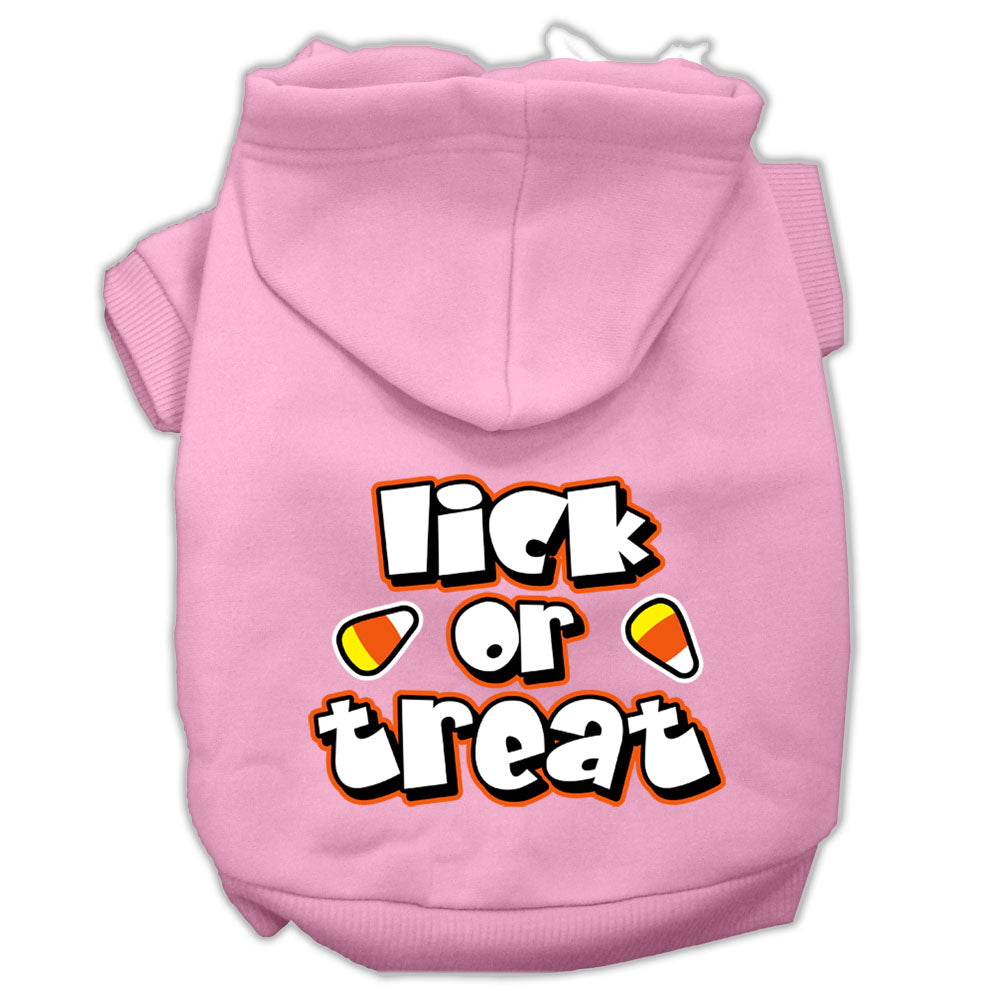 Sudadera con capucha para Halloween para mascotas, perros y gatos serigrafiada con la frase "Lick or Treat"