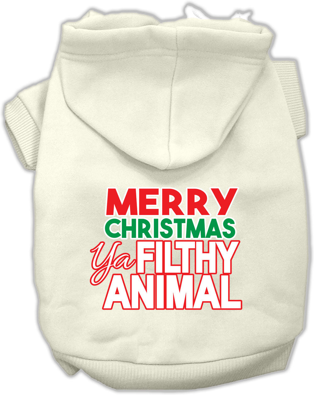 Christmas Pet Dog & Cat Hoodie Screen Printed, "Merry Christmas Ya Filthy Animal"