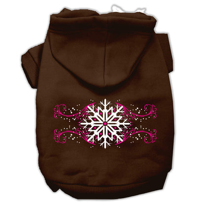 Christmas Pet Dog & Cat Hoodie Screen Printed, "Pink Snowflake Swirls"