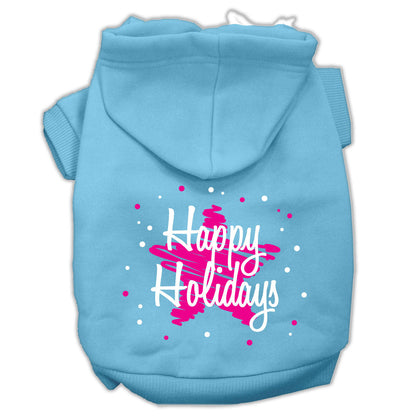 Christmas Pet Dog & Cat Hoodie Screen Printed, "Scribble Happy Holidays"