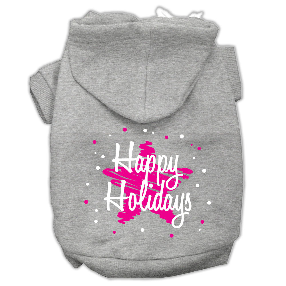 Christmas Pet Dog & Cat Hoodie Screen Printed, "Scribble Happy Holidays"